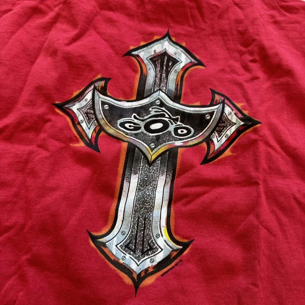 Vintage Jesus Tee Shirt Mens XL Red OCC Orange Country Choppers Sword God y2K